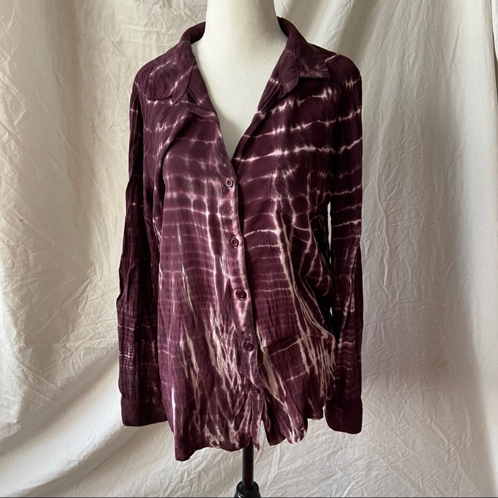 Bella Dahl Long Sleeve Button Down Tie-Dye Shirt